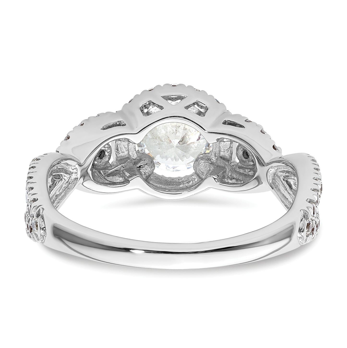 14K White Gold Halo Plus (Holds 3/4 carat (5.8mm) Round Center) 3/4 carat Diamond Semi-Mount Engagement Ring