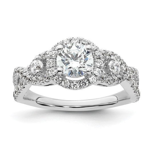 14K White Gold Halo Plus (Holds 3/4 carat (5.8mm) Round Center) 3/4 carat Diamond Semi-Mount Engagement Ring