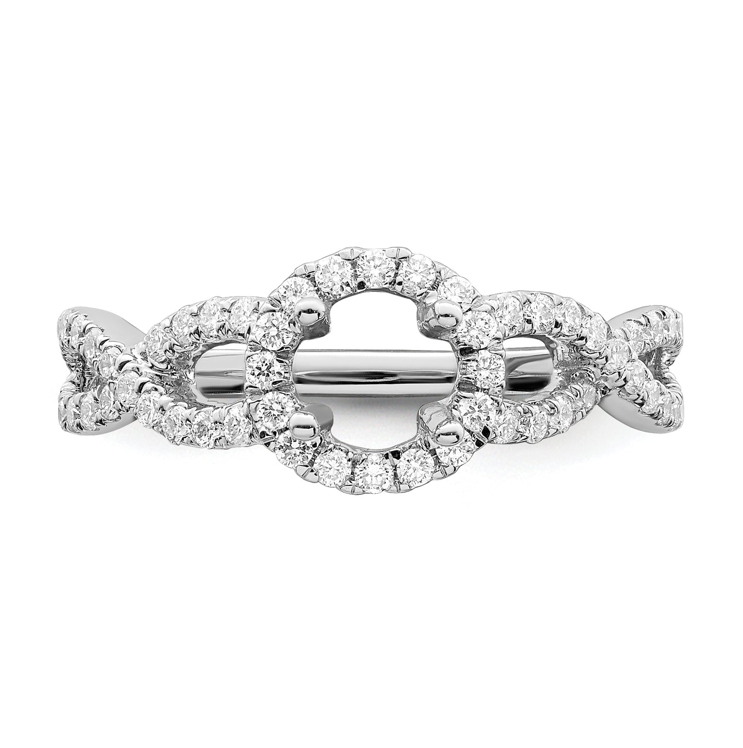 14K White Gold Round Diamond Semi-Mount Halo Engagement Ring,  5 to 2 mm (tapered)