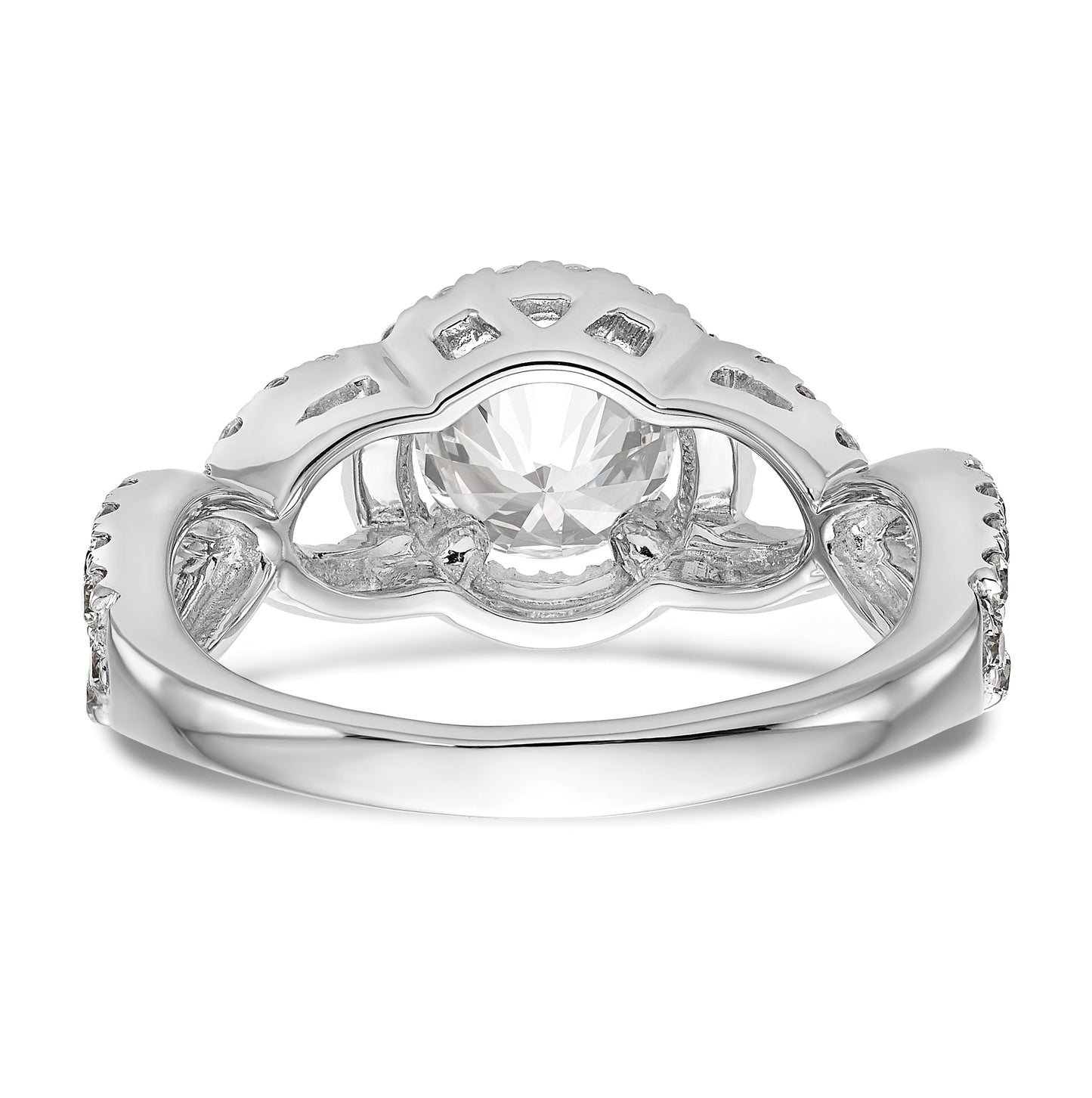 True Origin 14K White Gold 3/4 carat Lab Grown Diamond VS/SI  D E F  Semi Mount Round Halo Engagement Ring, 10 mm