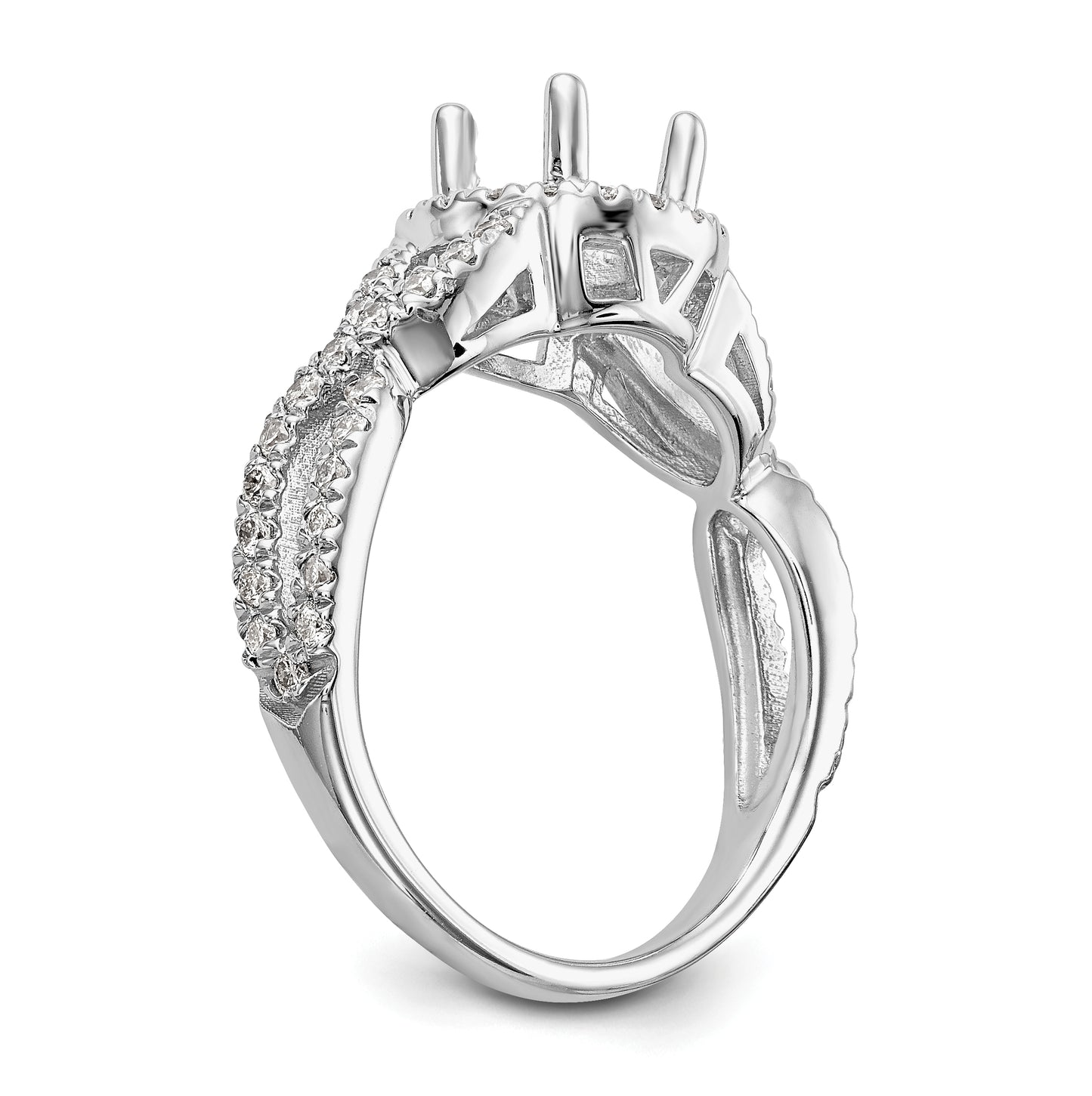 True Origin 14K White Gold 3/4 carat Lab Grown Diamond VS/SI  D E F  Semi Mount Round Halo Engagement Ring, 10 mm