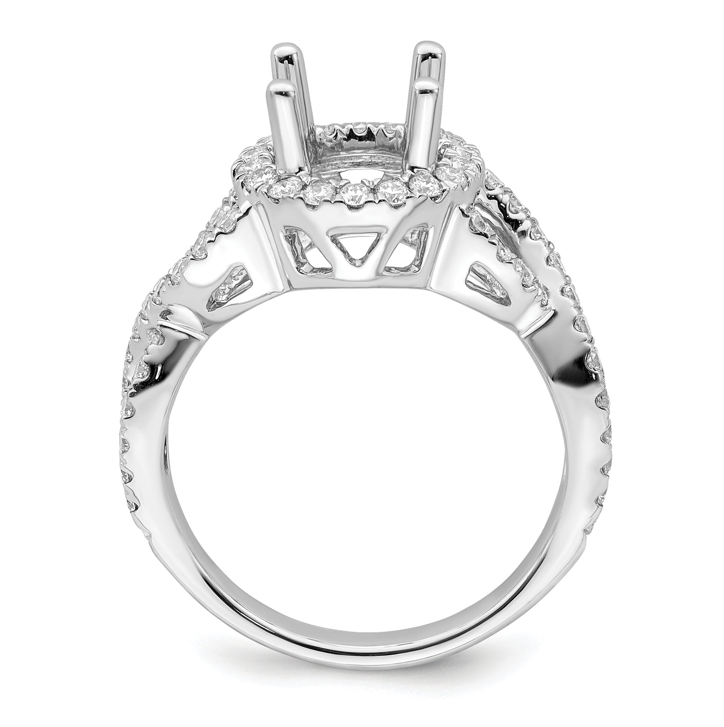 True Origin 14K White Gold 7/8ct Lab Grown Diamond VS/SI  D E F  Semi Mount Round Halo Engagement Ring