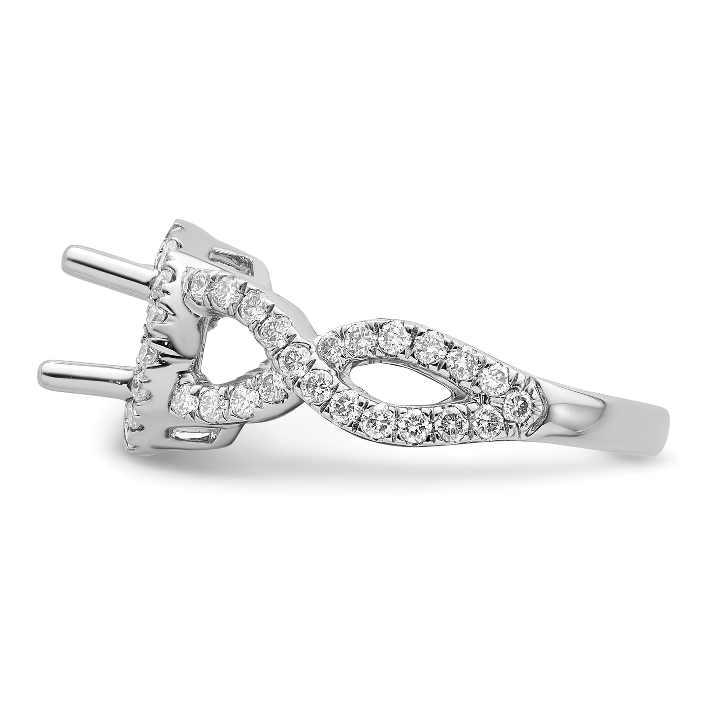 True Origin 14K White Gold 7/8ct Lab Grown Diamond VS/SI  D E F  Semi Mount Round Halo Engagement Ring