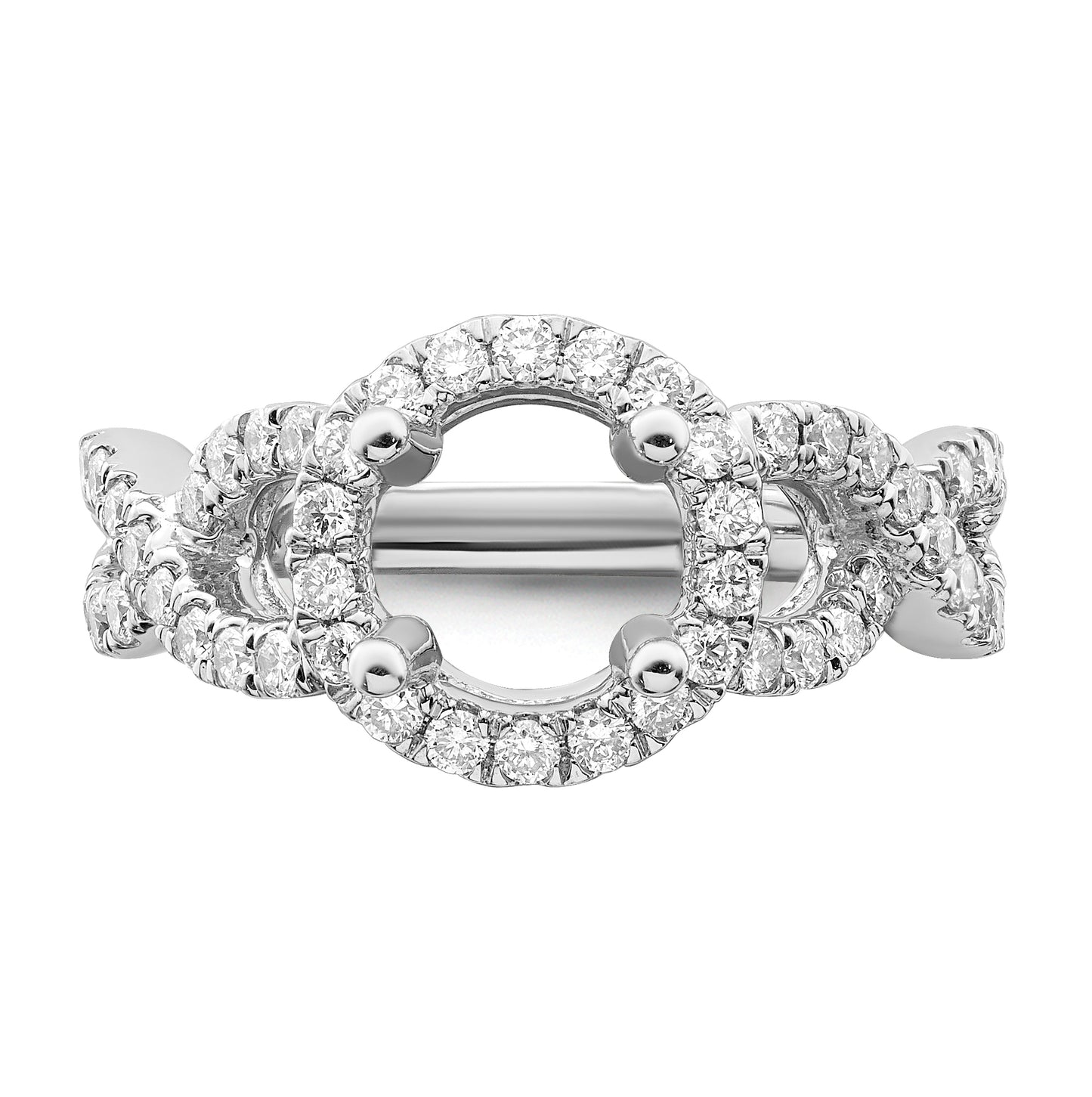 True Origin 14K White Gold 7/8ct Lab Grown Diamond VS/SI  D E F  Semi Mount Round Halo Engagement Ring