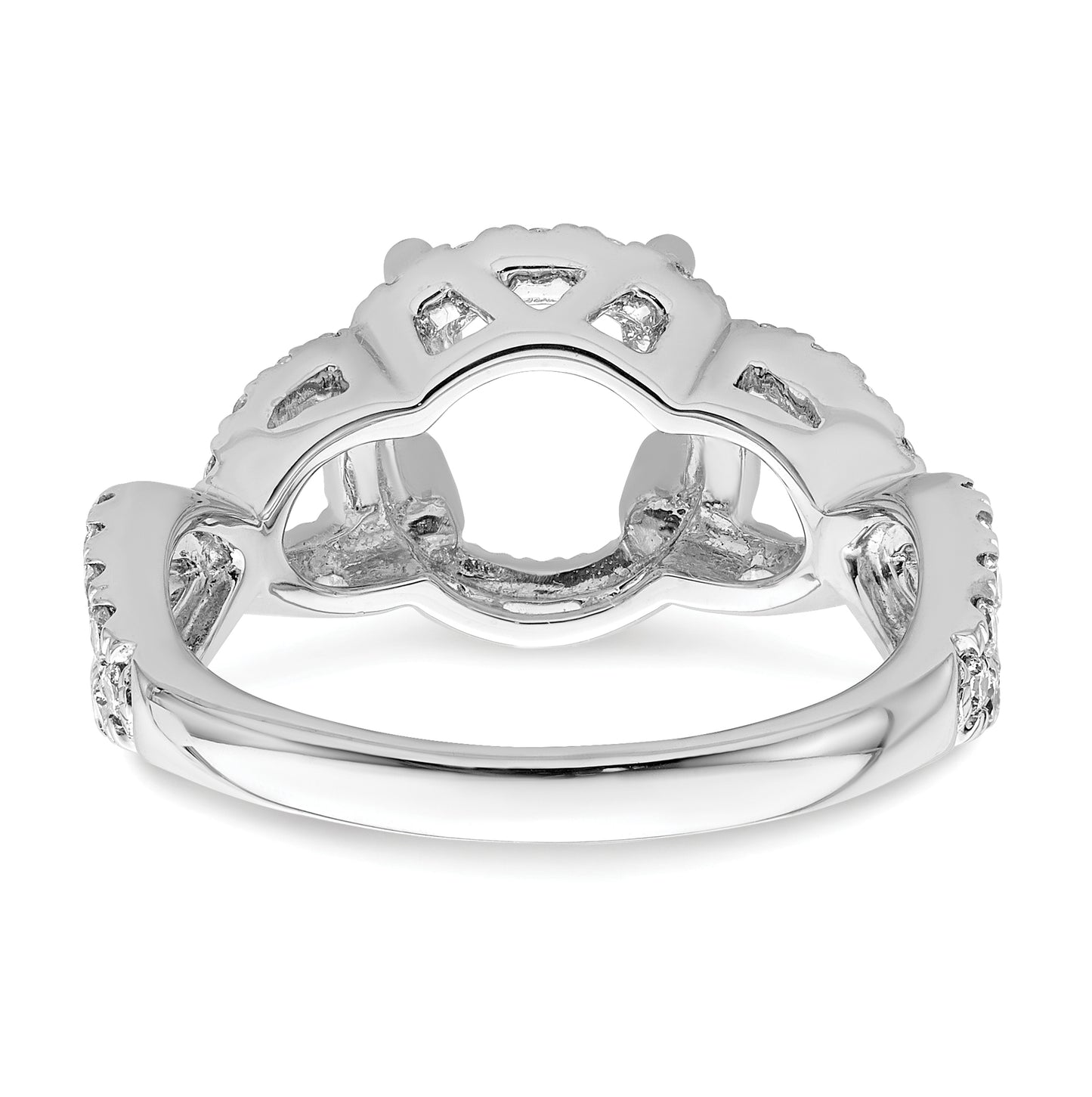 True Origin 14K White Gold 7/8ct Lab Grown Diamond VS/SI  D E F  Semi Mount Round Halo Engagement Ring