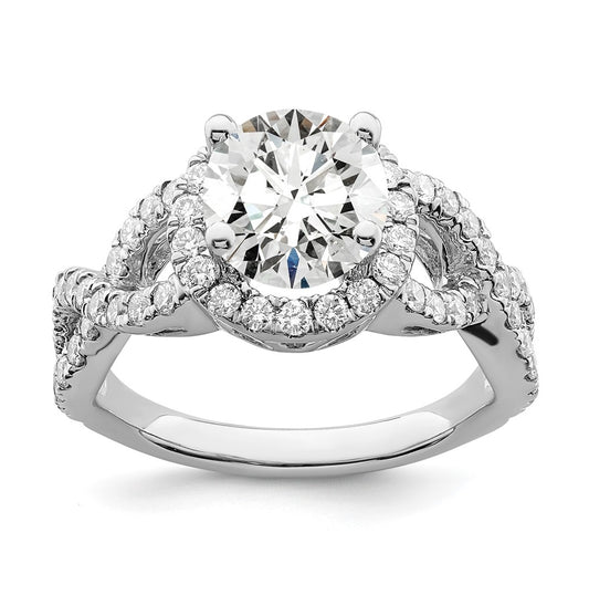 True Origin 14K White Gold 7/8ct Lab Grown Diamond VS/SI  D E F  Semi Mount Round Halo Engagement Ring
