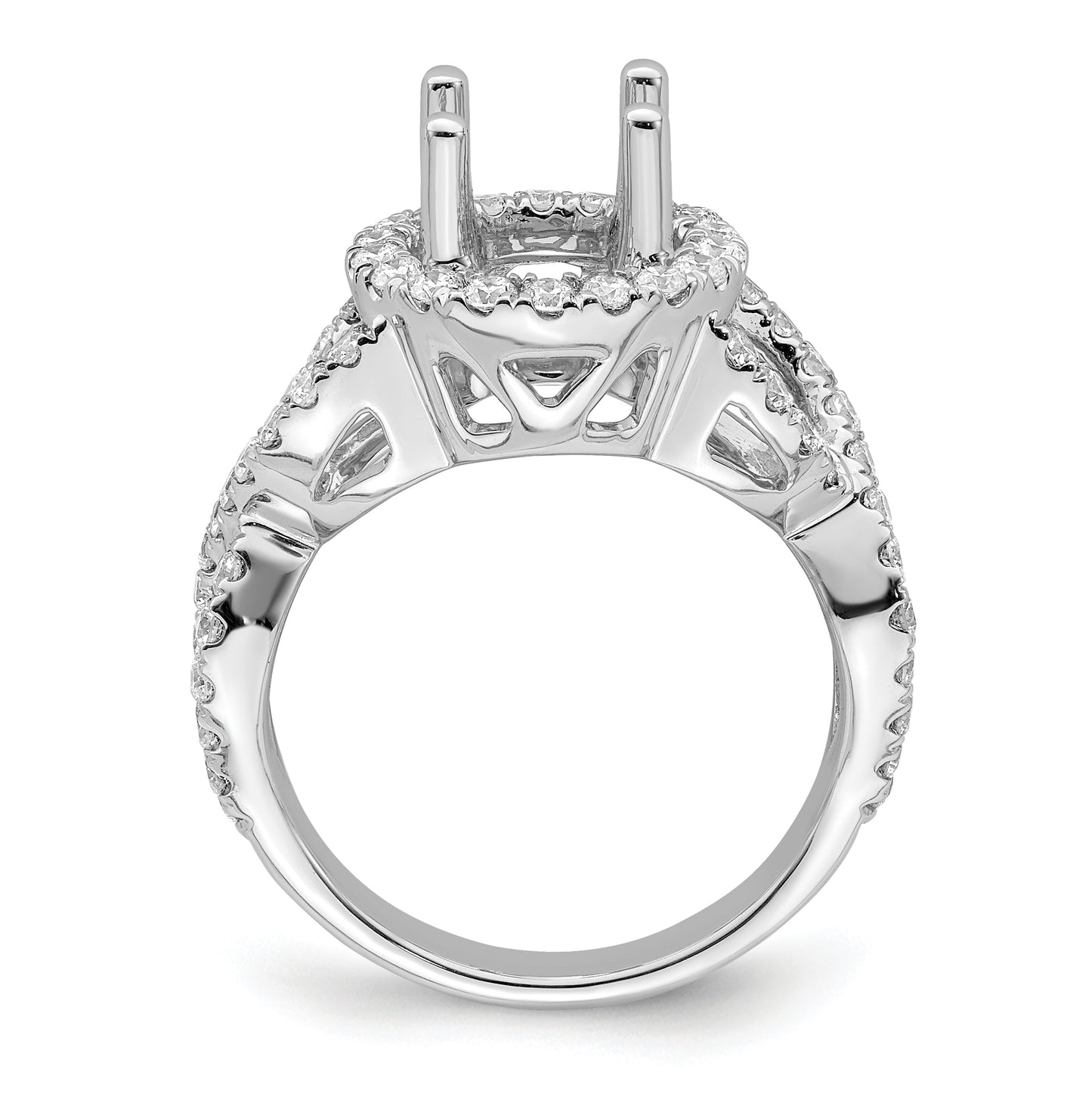 True Origin 14K White Gold 1 1/5 carat Lab Grown Diamond VS/SI  D E F  Semi Mount Round Halo Engagement Ring
