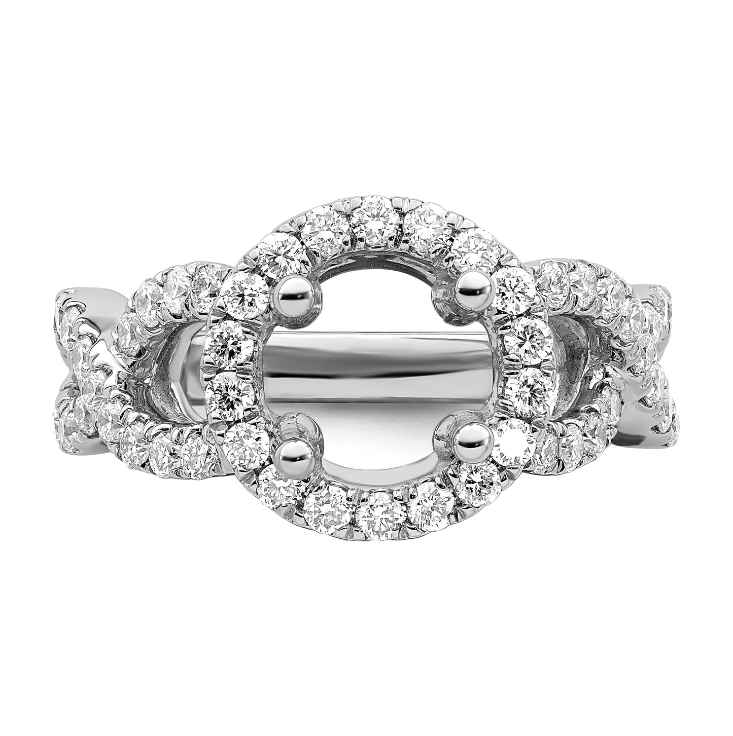 True Origin 14K White Gold 1 1/5 carat Lab Grown Diamond VS/SI  D E F  Semi Mount Round Halo Engagement Ring