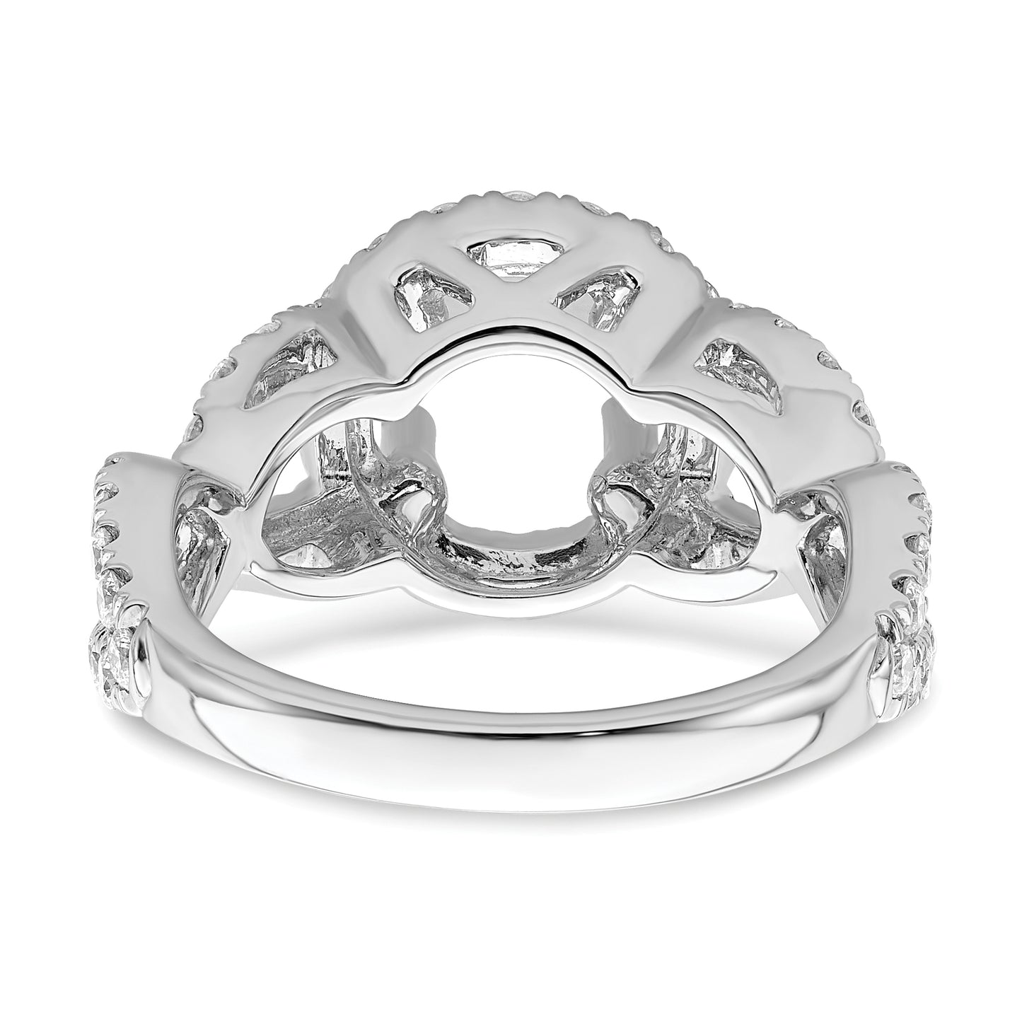 True Origin 14K White Gold 1 1/5 carat Lab Grown Diamond VS/SI  D E F  Semi Mount Round Halo Engagement Ring