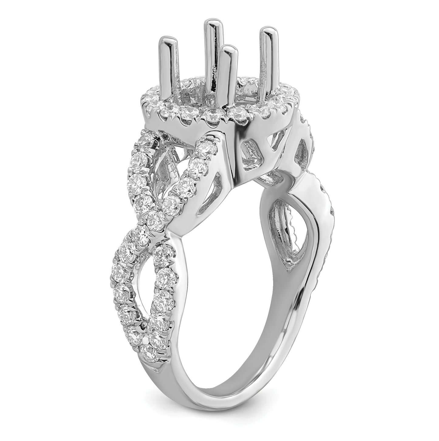 True Origin 14K White Gold 1 1/5 carat Lab Grown Diamond VS/SI  D E F  Semi Mount Round Halo Engagement Ring