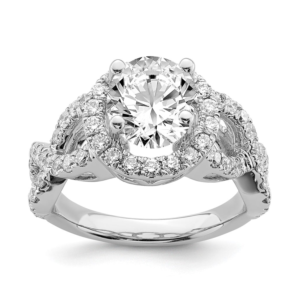 True Origin 14K White Gold 1 1/5 carat Lab Grown Diamond VS/SI  D E F  Semi Mount Round Halo Engagement Ring