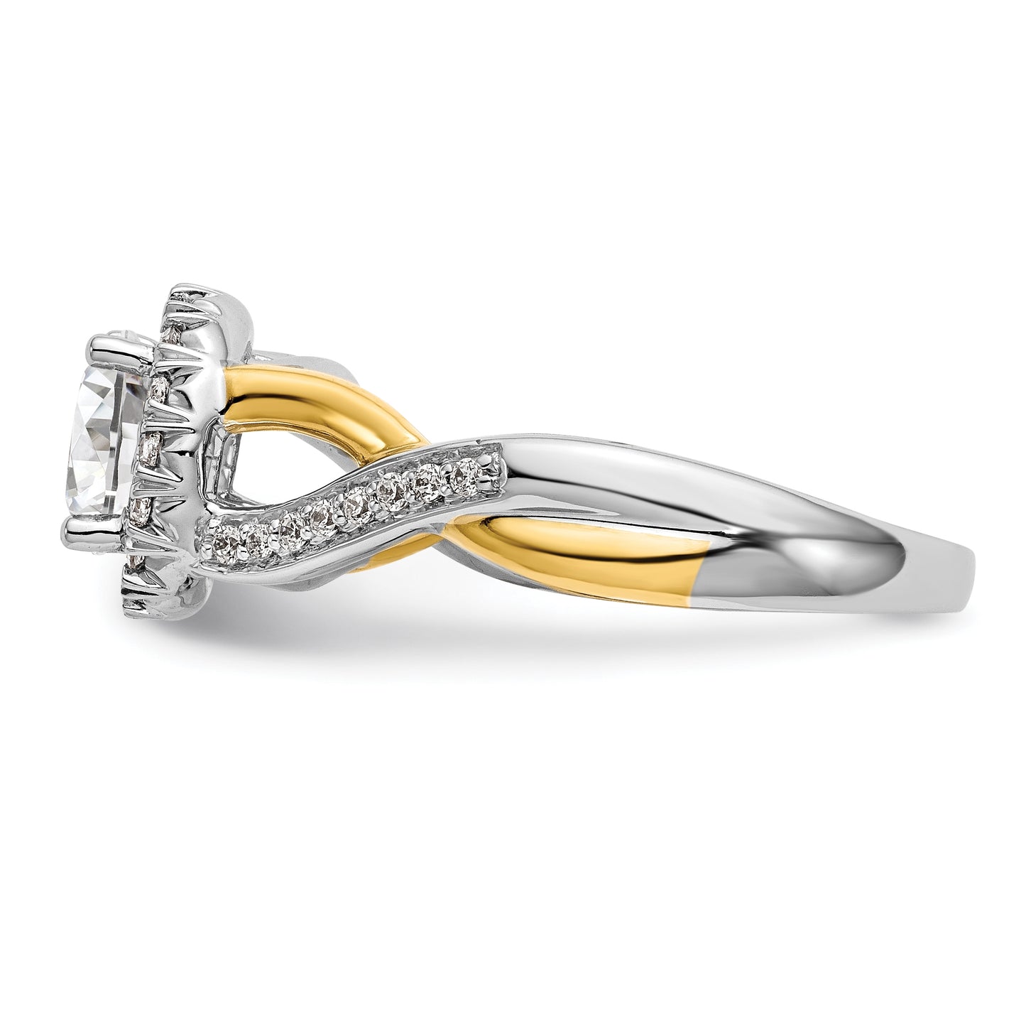 14K Yellow and White Gold Round Diamond Semi-Mount Halo Engagement Ring