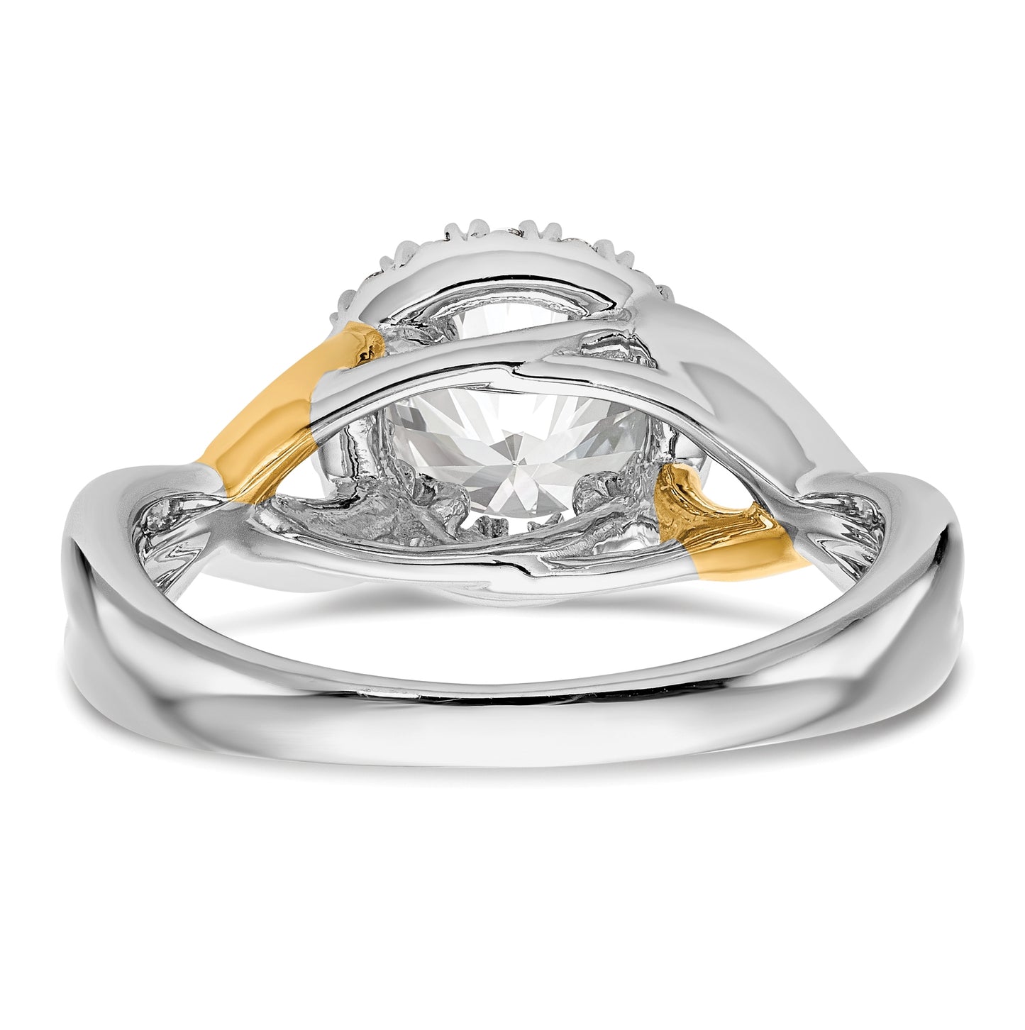 14K Yellow and White Gold Round Diamond Semi-Mount Halo Engagement Ring