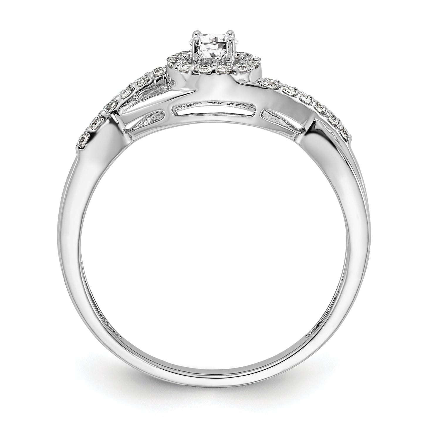 14K White Gold Halo Plus (Holds 1/10 carat (2.8mm) Round Center) 1/5 carat Diamond Semi-Mount Engagement Ring