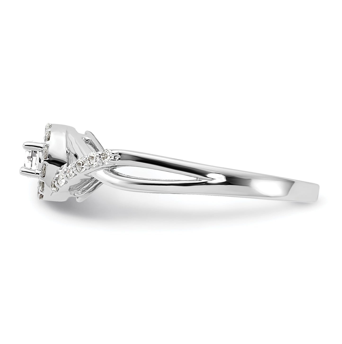 14K White Gold Halo Plus (Holds 1/10 carat (2.8mm) Round Center) 1/5 carat Diamond Semi-Mount Engagement Ring