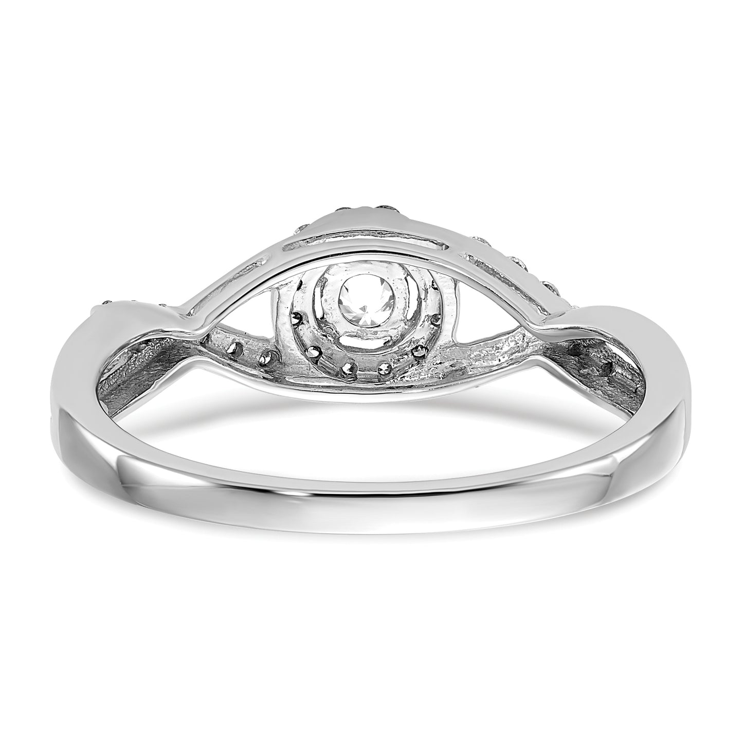 14K White Gold Halo Plus (Holds 1/10 carat (2.8mm) Round Center) 1/5 carat Diamond Semi-Mount Engagement Ring