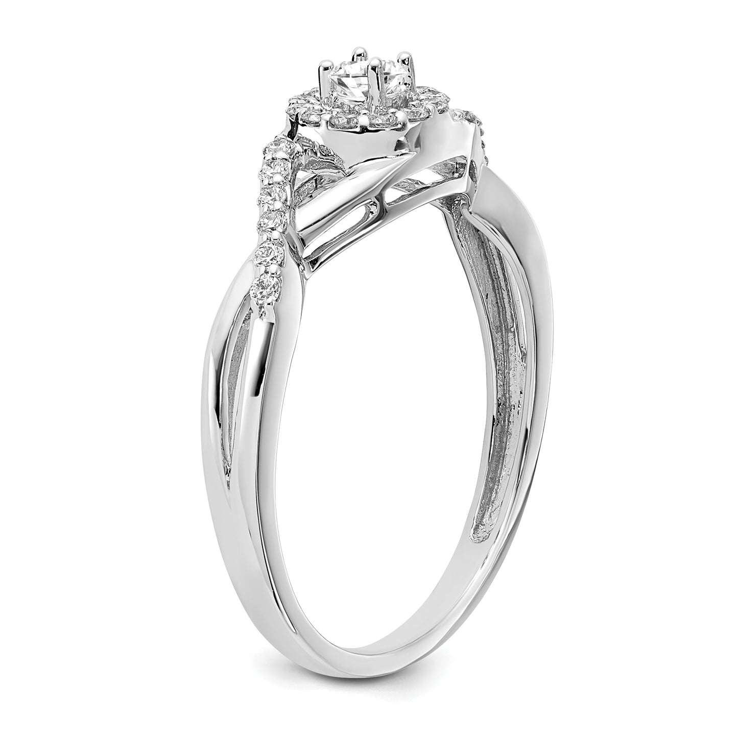 14K White Gold Halo Plus (Holds 1/10 carat (2.8mm) Round Center) 1/5 carat Diamond Semi-Mount Engagement Ring