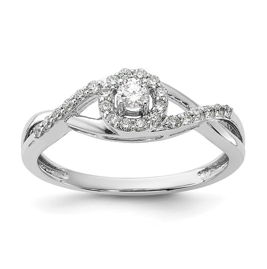 14K White Gold Halo Plus (Holds 1/10 carat (2.8mm) Round Center) 1/5 carat Diamond Semi-Mount Engagement Ring