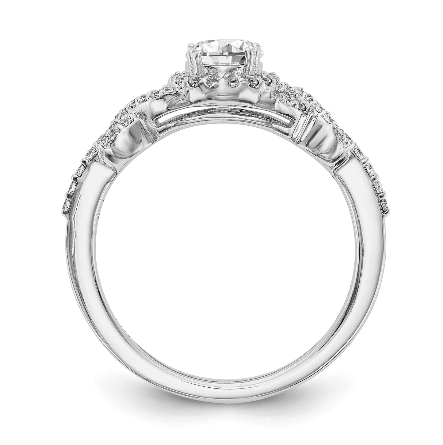 14K White Gold Halo Plus (Holds 1/2 carat (5.2mm) Round Center) 1/4 carat Diamond Semi-Mount Engagement Ring