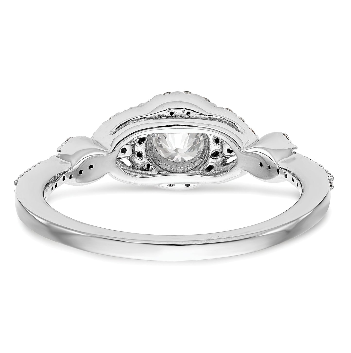 14K White Gold Halo Plus (Holds 1/2 carat (5.2mm) Round Center) 1/4 carat Diamond Semi-Mount Engagement Ring