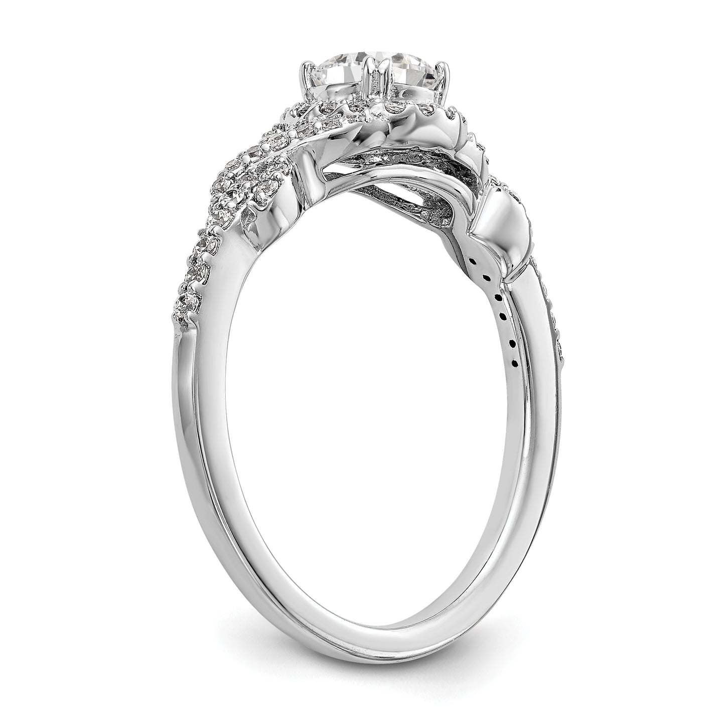 14K White Gold Halo Plus (Holds 1/2 carat (5.2mm) Round Center) 1/4 carat Diamond Semi-Mount Engagement Ring