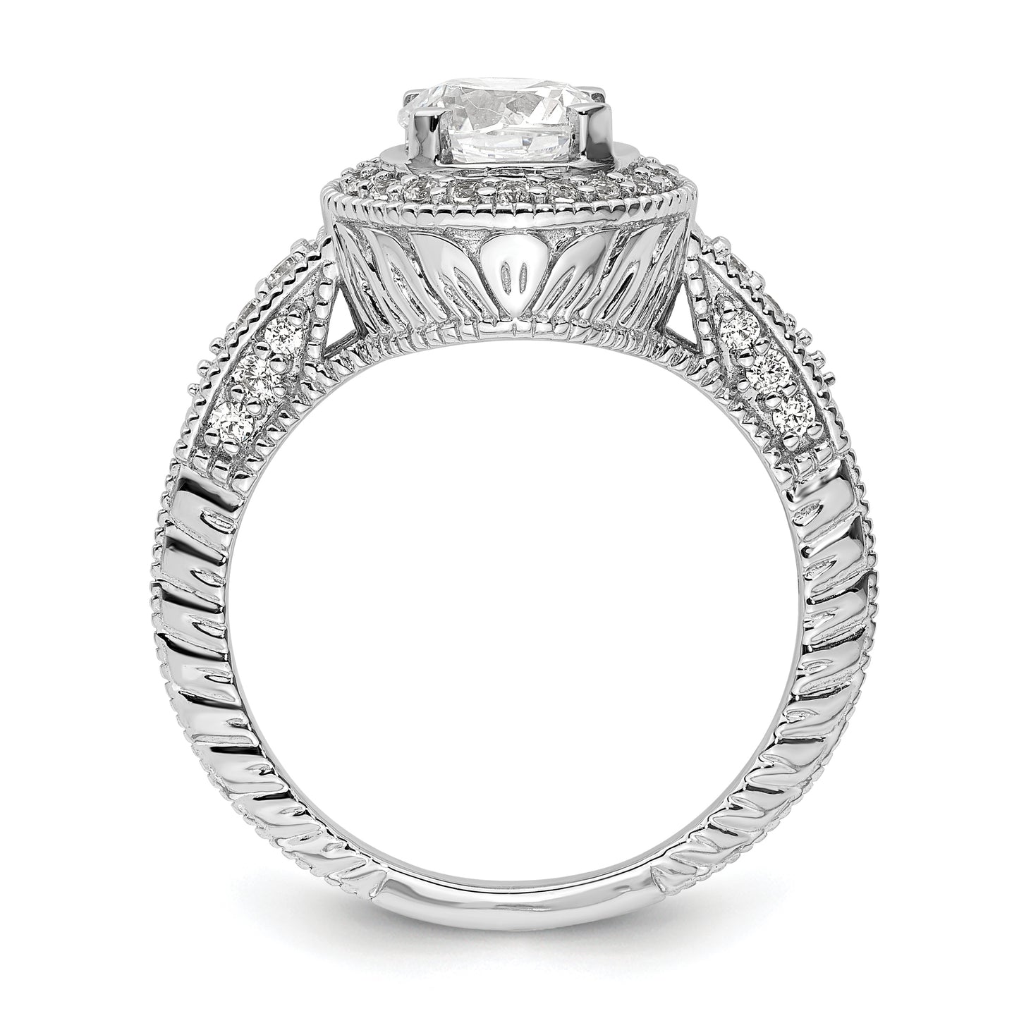 14K White Gold Halo Plus (Holds 3/4 carat (6.5mm) Round Center) 1/3 carat Diamond Semi-Mount Engagement Ring