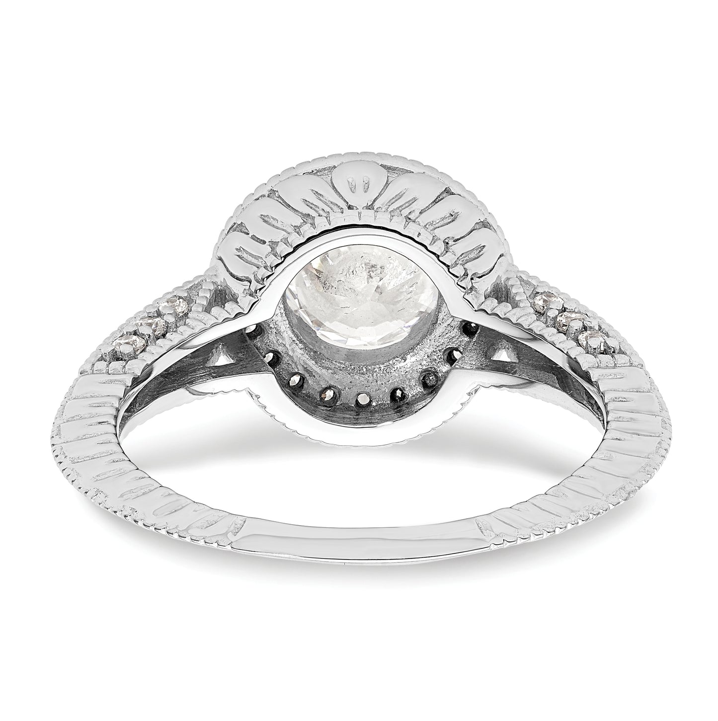 14K White Gold Halo Plus (Holds 3/4 carat (6.5mm) Round Center) 1/3 carat Diamond Semi-Mount Engagement Ring