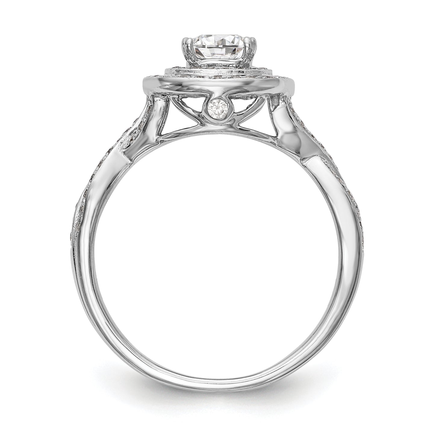 14K White Gold Halo Plus (Holds 1/2 carat (5.00mm) Cushion Center) 3/8 carat Diamond Semi-Mount Engagement Ring