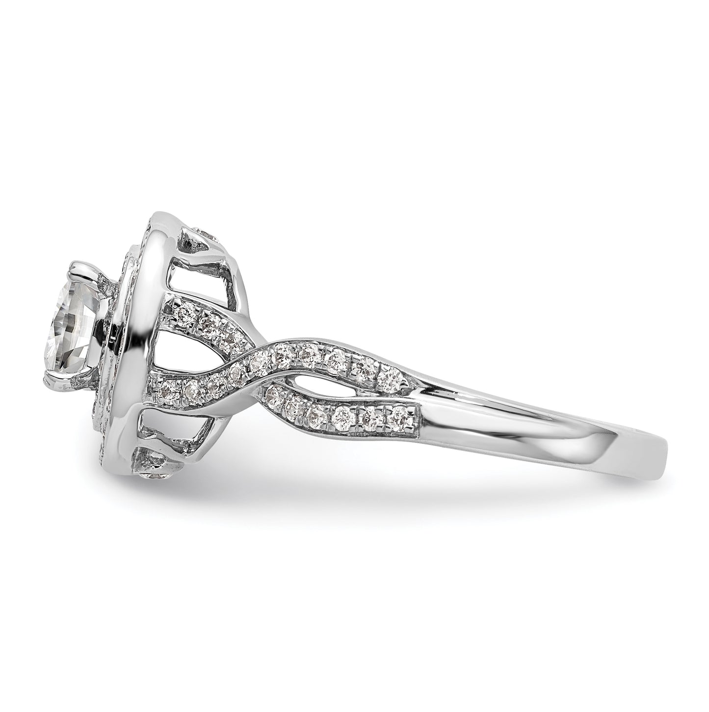14K White Gold Halo Plus (Holds 1/2 carat (5.00mm) Cushion Center) 3/8 carat Diamond Semi-Mount Engagement Ring