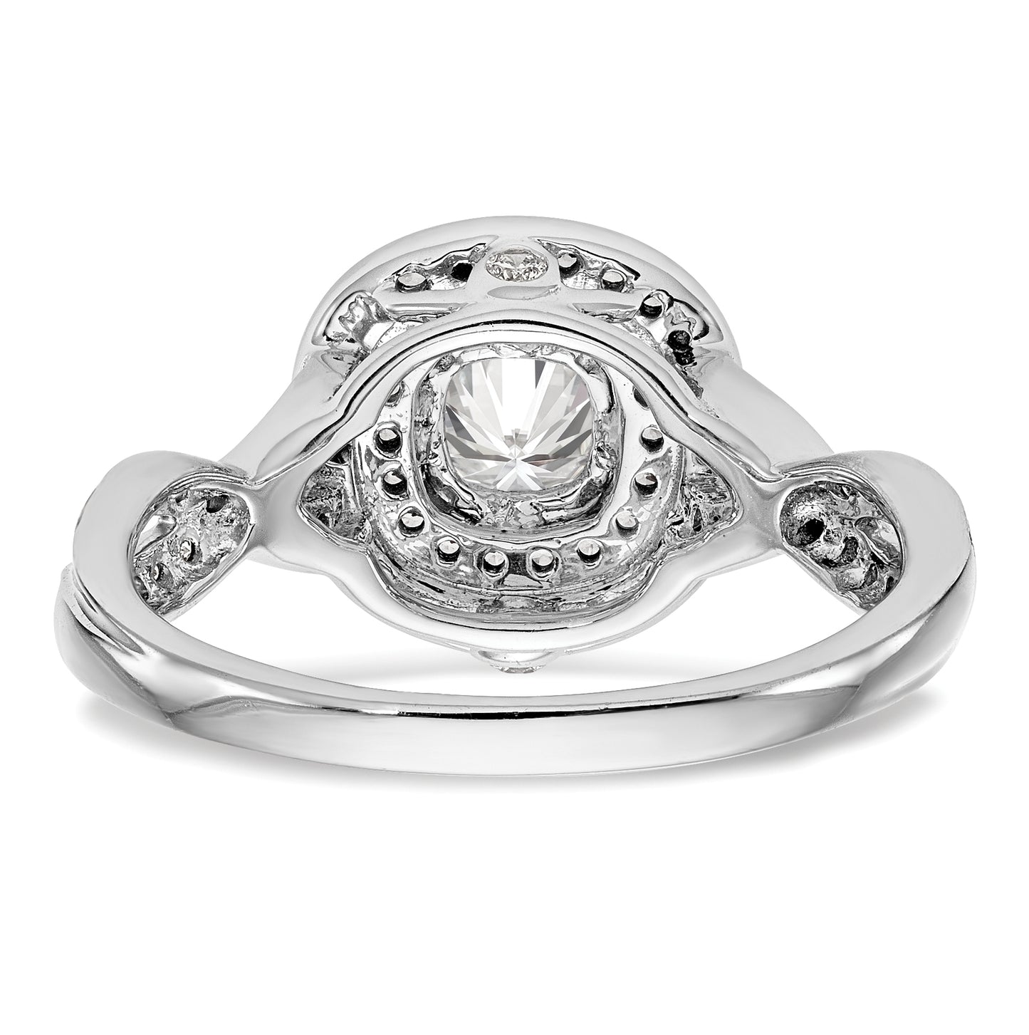 14K White Gold Halo Plus (Holds 1/2 carat (5.00mm) Cushion Center) 3/8 carat Diamond Semi-Mount Engagement Ring