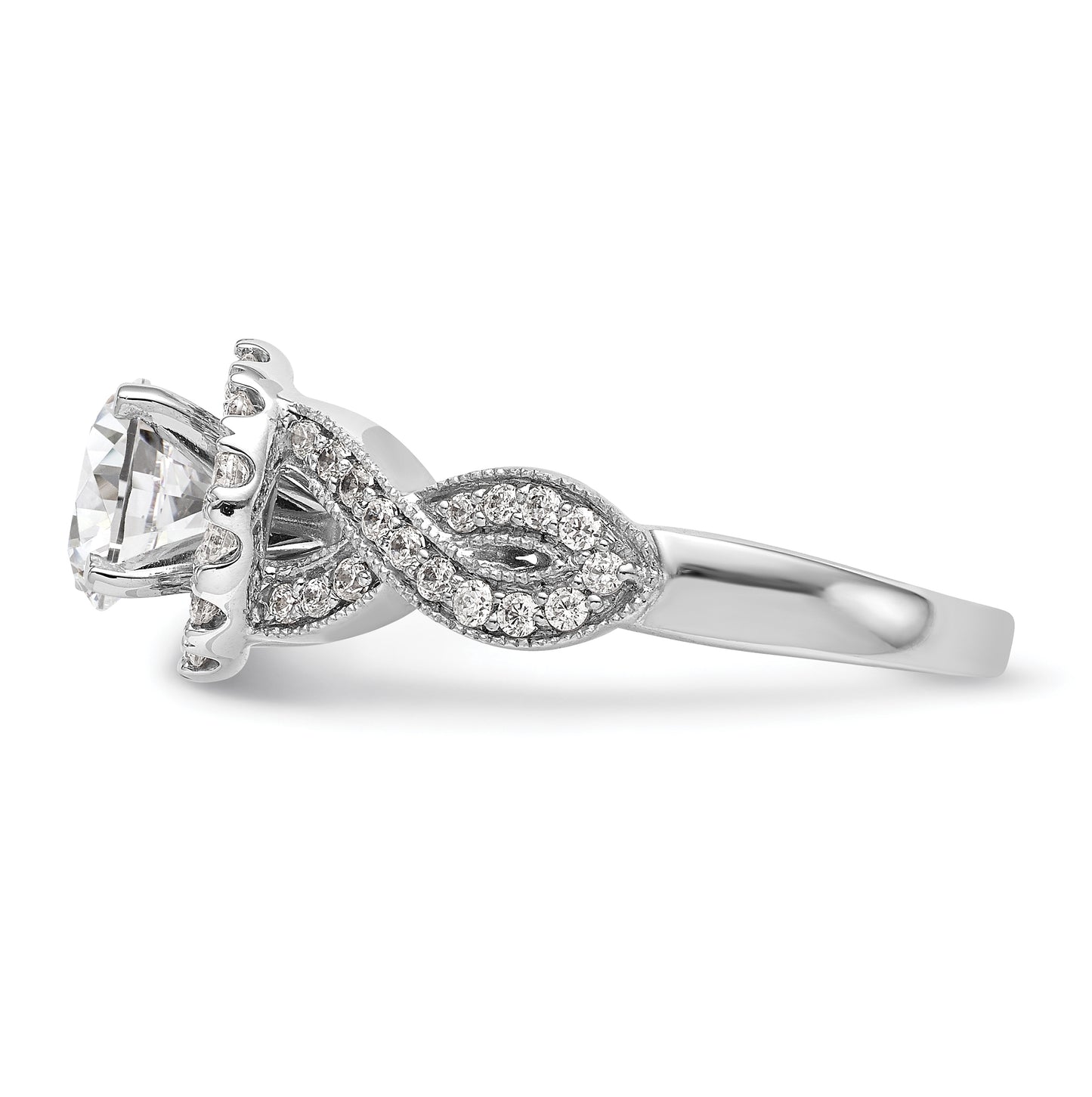 14K White Gold Peg Set Diamond Semi-Mount Halo Engagement Ring