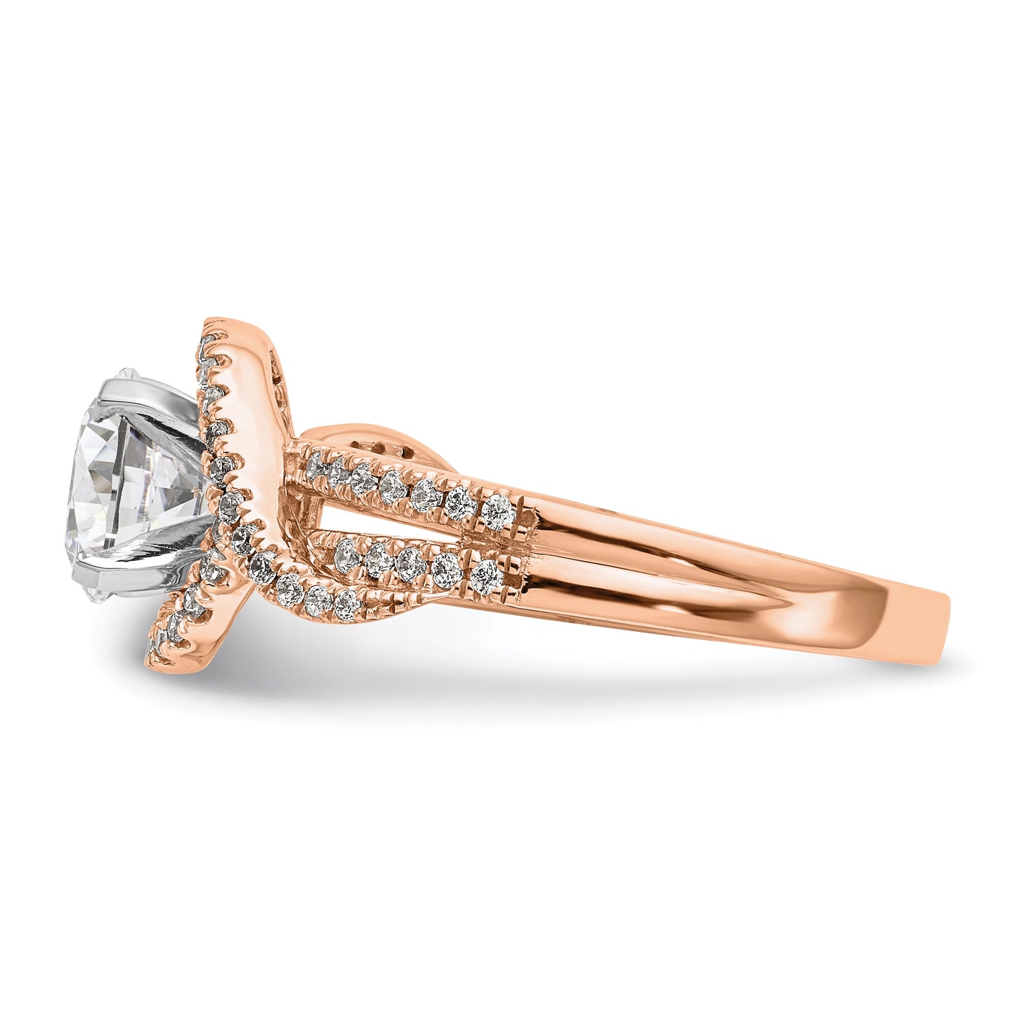 14K Rose Gold Peg Set Diamond Semi-Mount Halo Eng Ring
