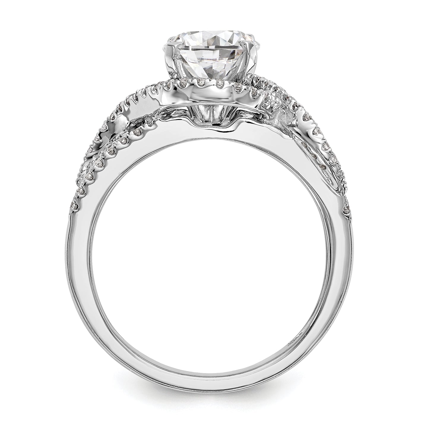 14K White Gold Halo Plus Peg Set 1/3 carat Diamond Semi-Mount Engagement Ring, 11 mm