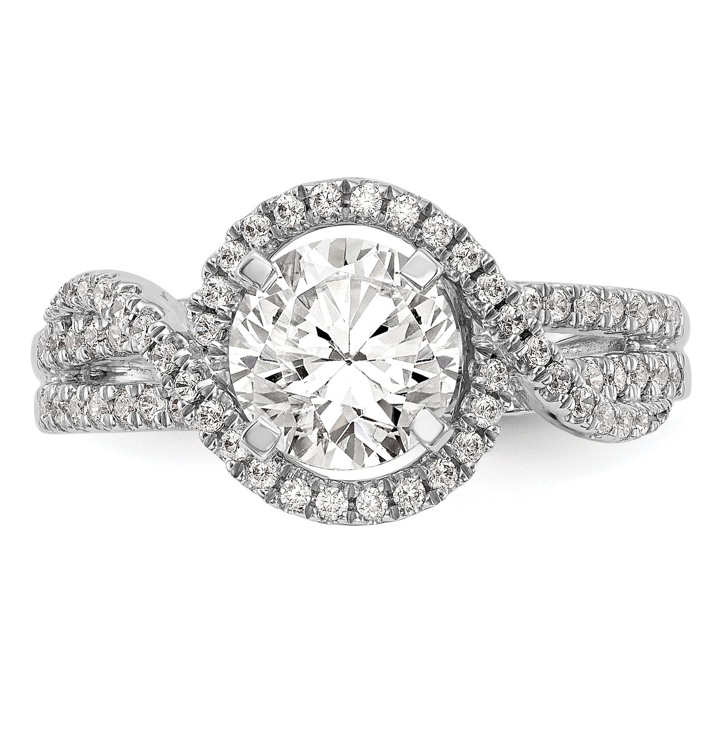 14K White Gold Halo Plus Peg Set 1/3 carat Diamond Semi-Mount Engagement Ring, 11 mm