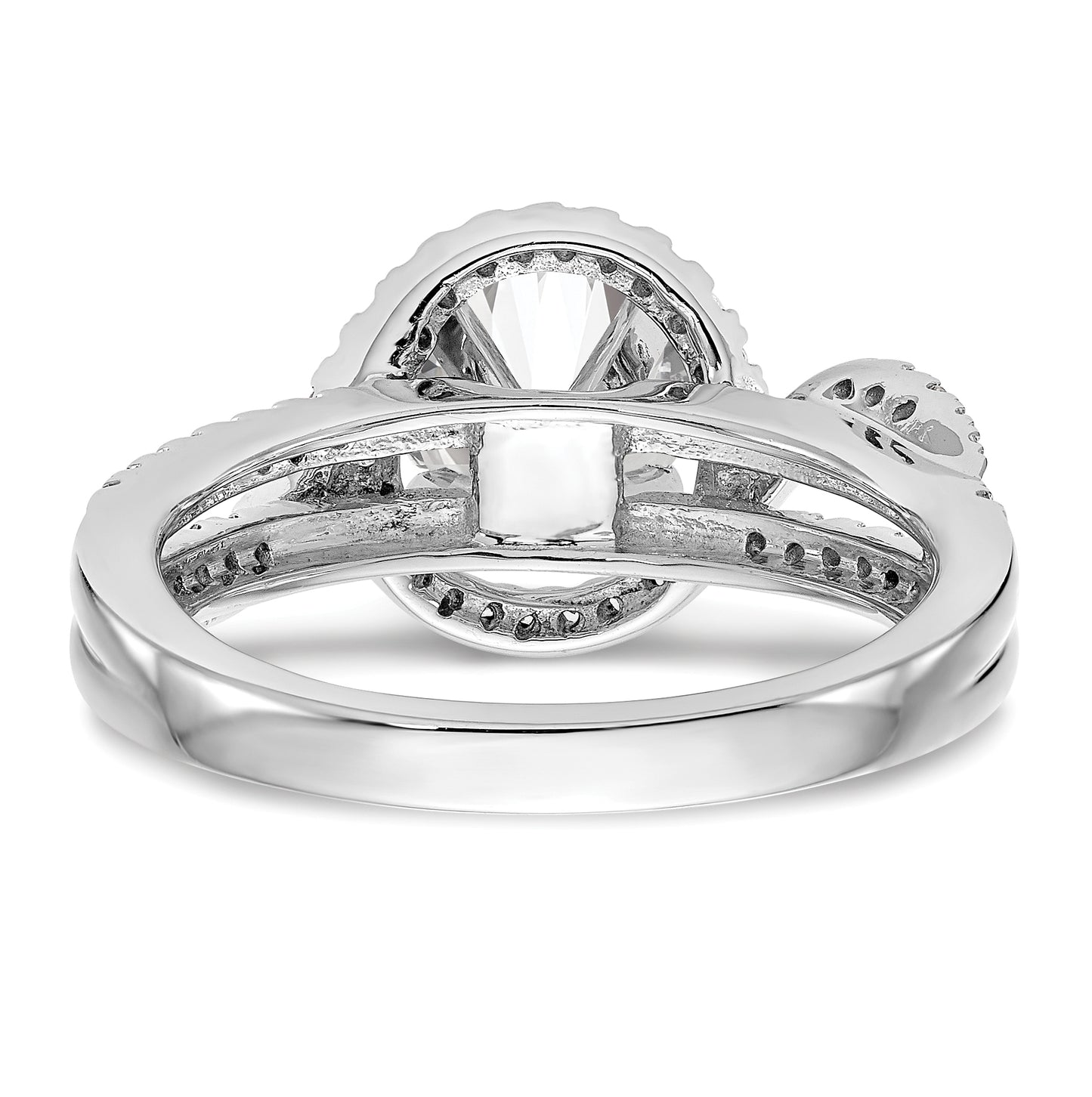 14K White Gold Halo Plus Peg Set 1/3 carat Diamond Semi-Mount Engagement Ring, 11 mm