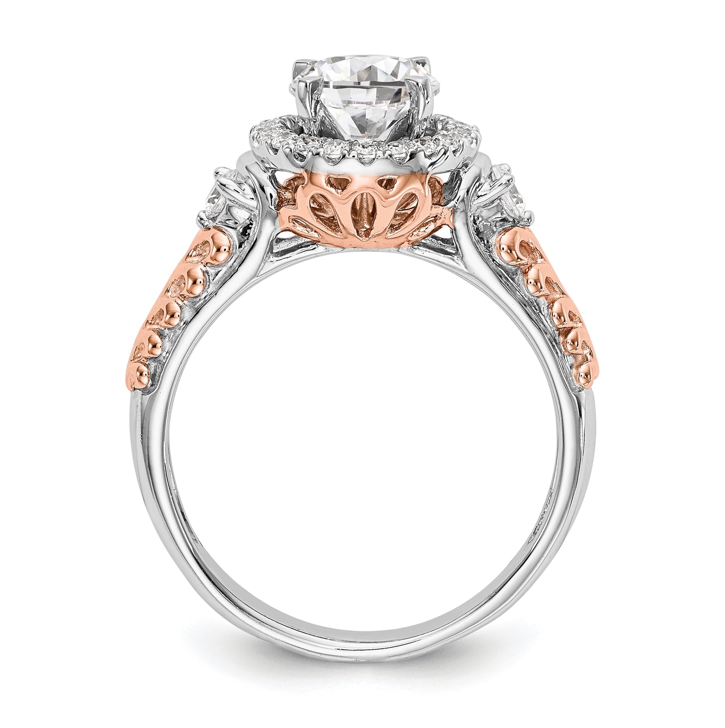 14K Two-tone Halo Plus Peg Set 1/4 carat Diamond Semi-Mount Engagement Ring