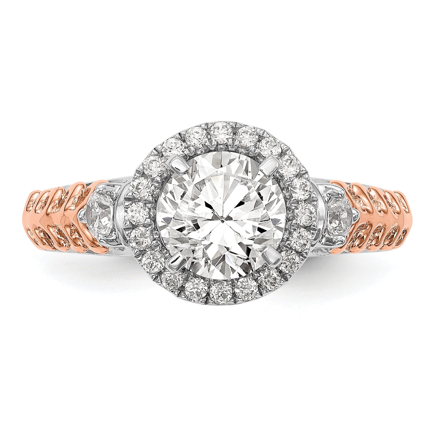 14K Two-tone Halo Plus Peg Set 1/4 carat Diamond Semi-Mount Engagement Ring