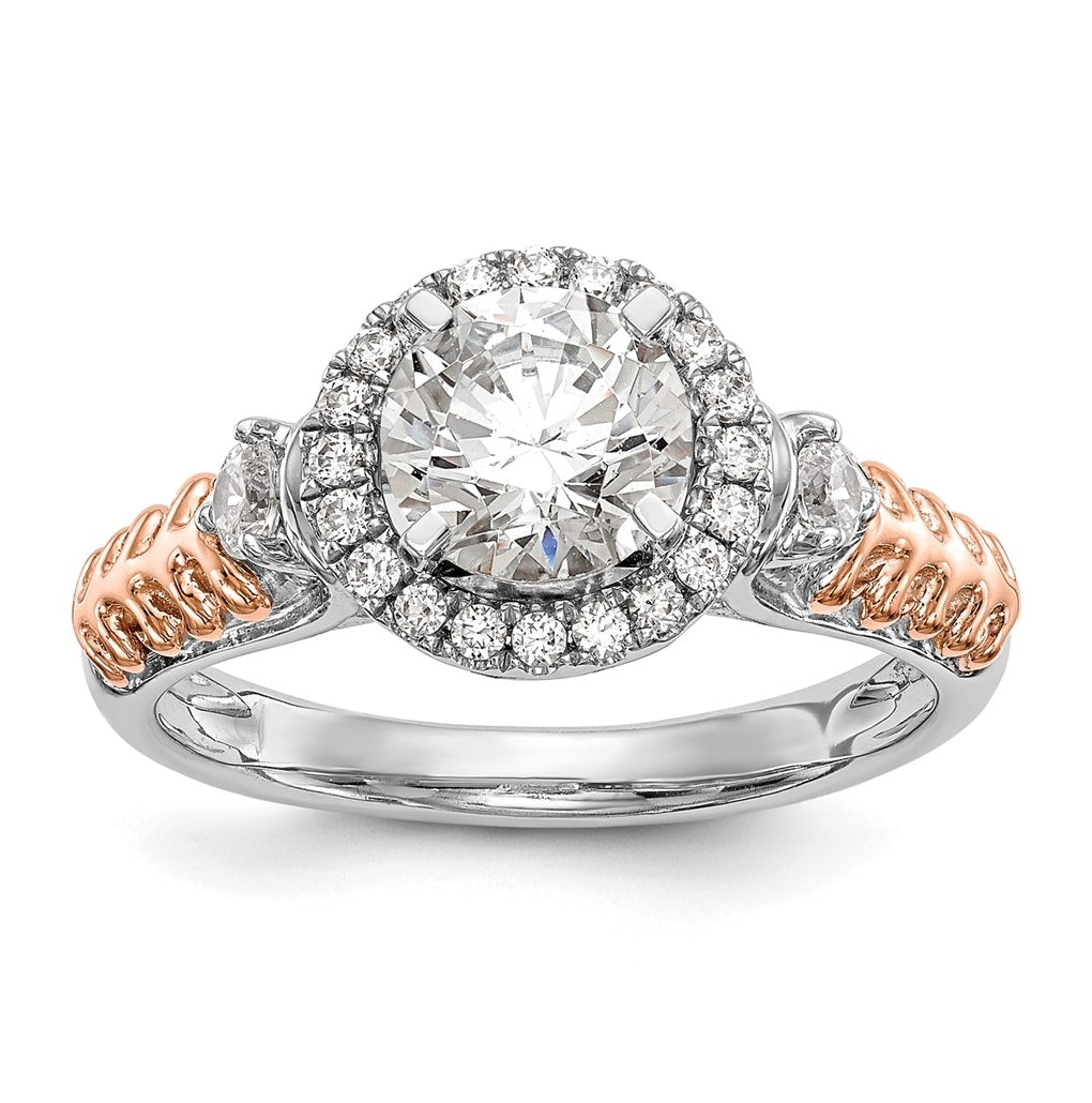 14K Two-tone Halo Plus Peg Set 1/4 carat Diamond Semi-Mount Engagement Ring