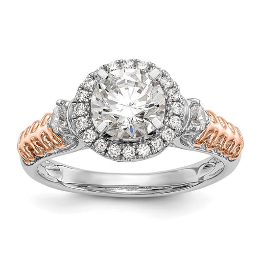 14K Two-tone Halo Plus Peg Set 1/4 carat Diamond Semi-Mount Engagement Ring