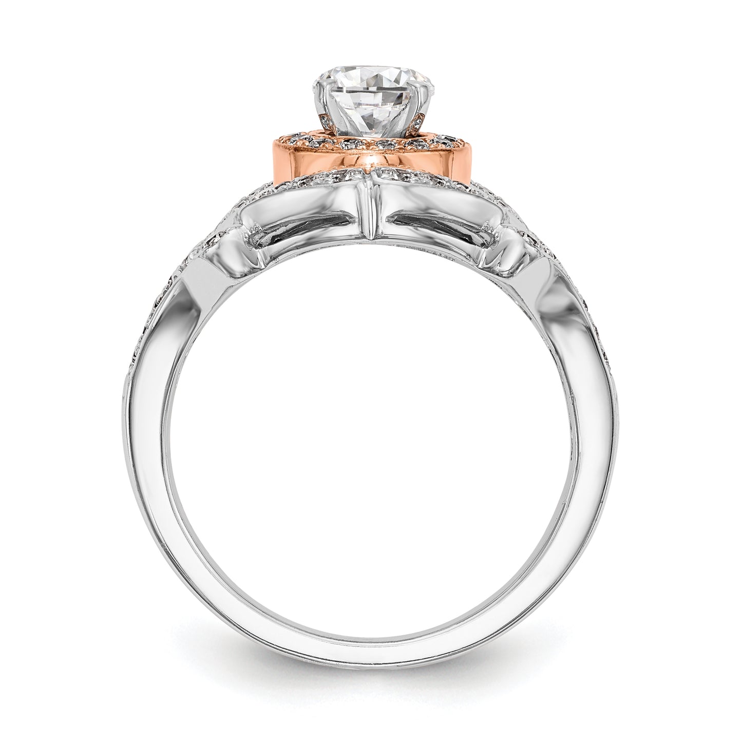 14K Two-tone Halo Plus Peg Set 1/2 carat Diamond Semi-Mount Engagement Ring