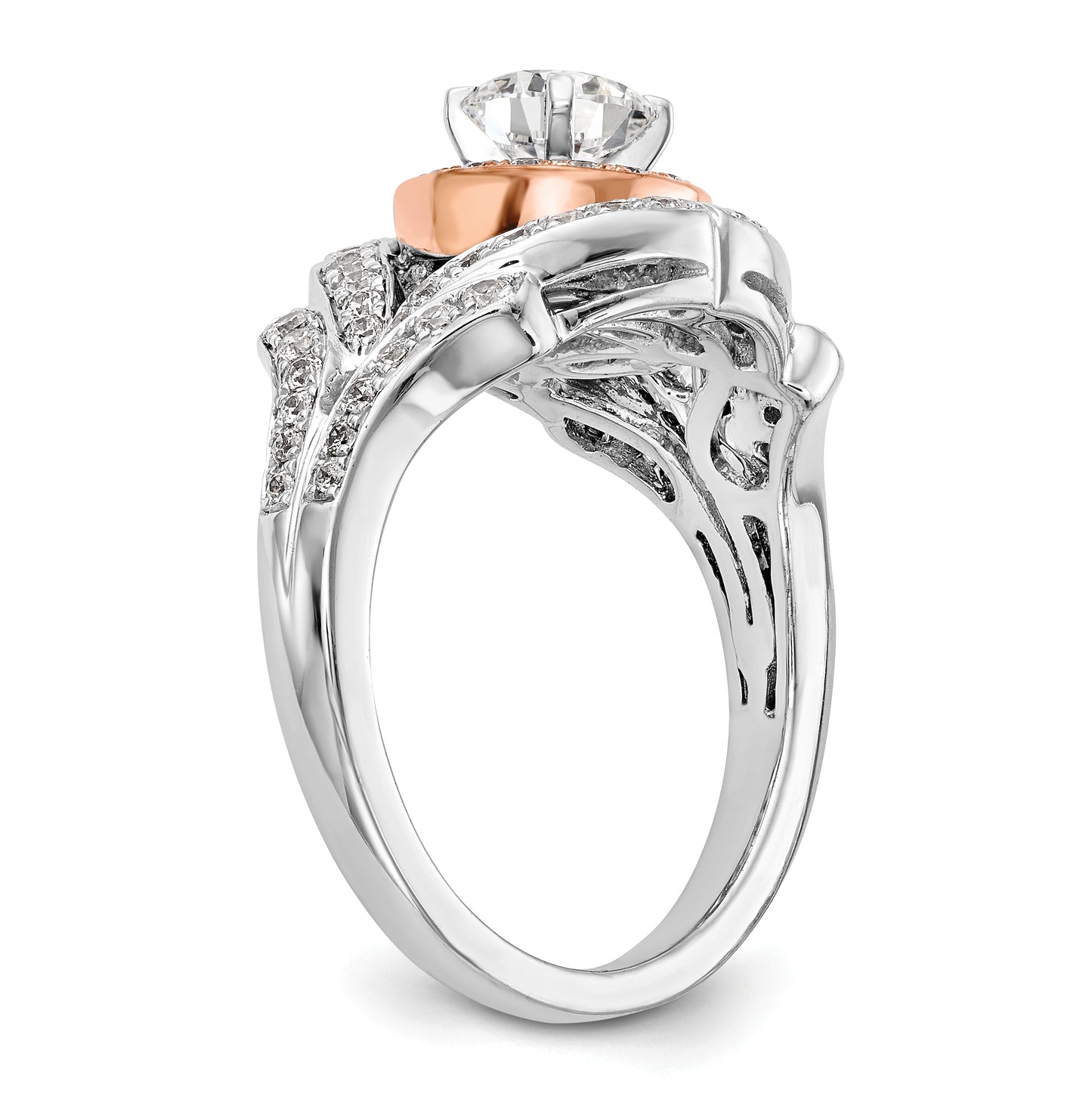 14K Two-tone Halo Plus Peg Set 1/2 carat Diamond Semi-Mount Engagement Ring