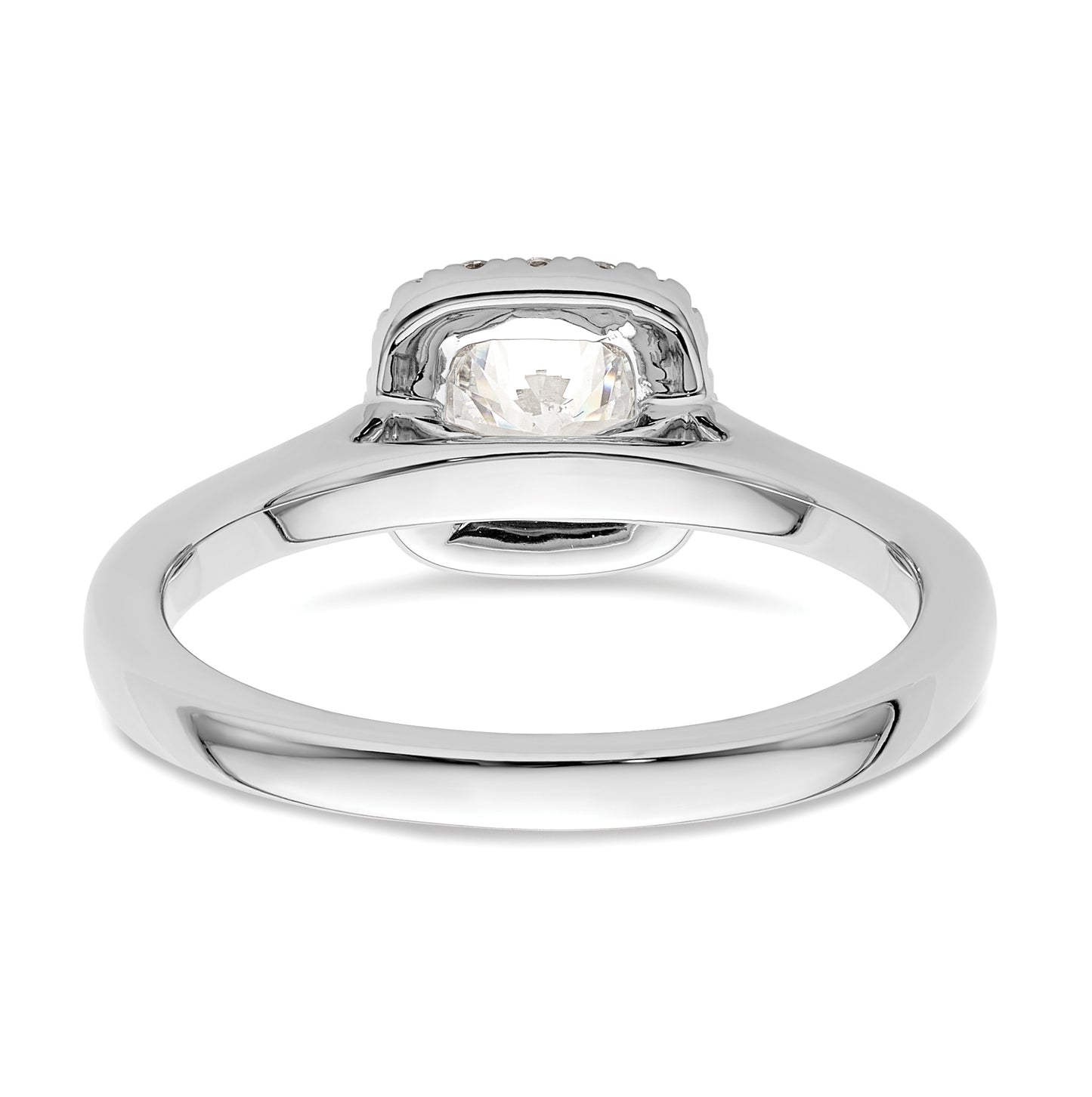 14K White Gold Halo (Holds 1/2 carat (5.2mm) Round Center) 1/6 carat Diamond Semi-Mount Engagement Ring