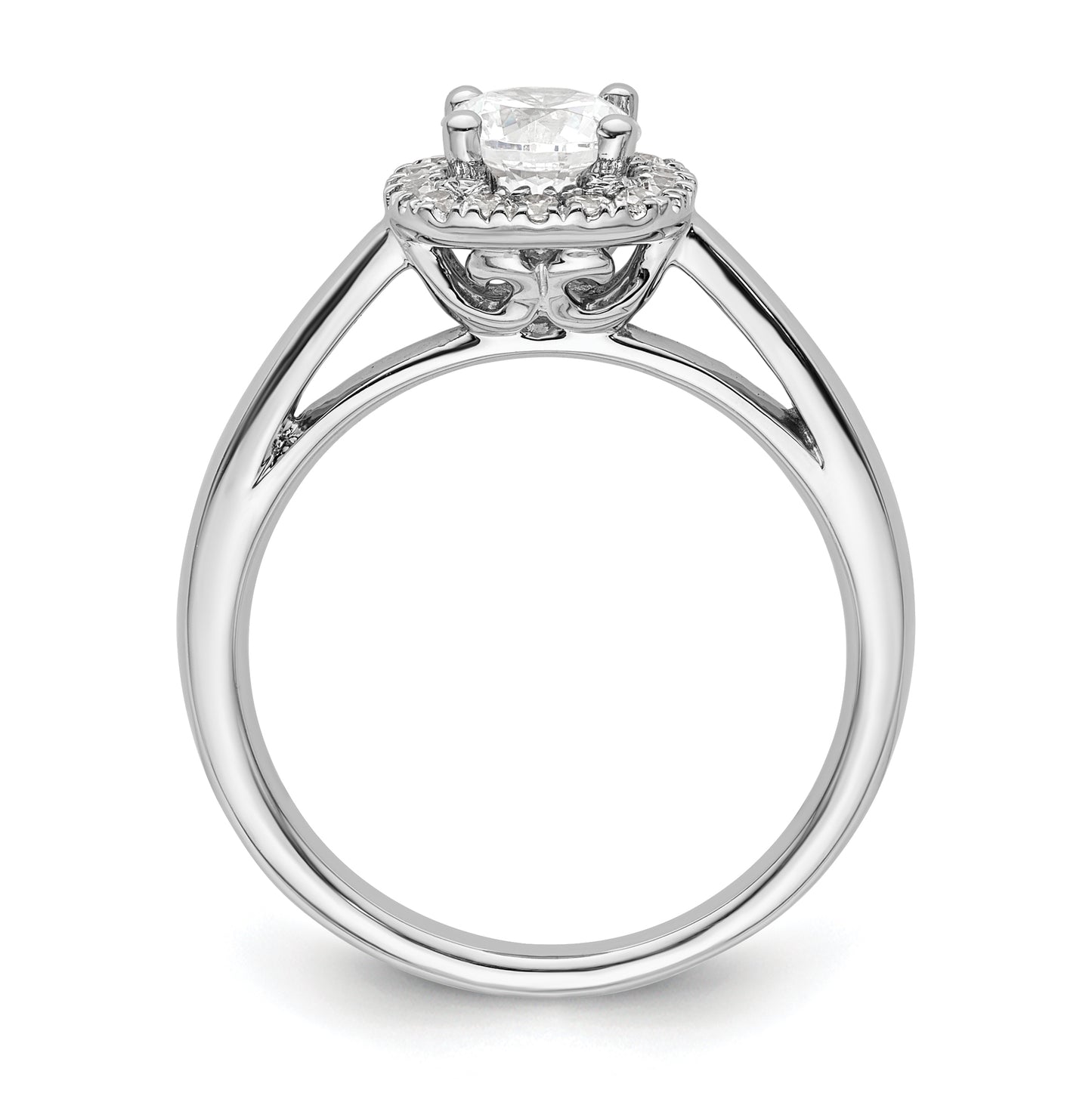 14K White Gold Halo (Holds 3/4 carat (5.8mm) Round Center) 1/5 carat Diamond Semi-Mount Engagement Ring