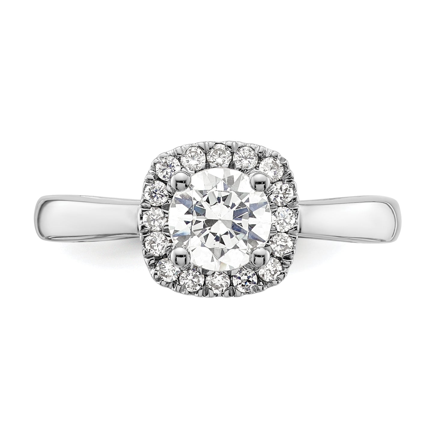 14K White Gold Halo (Holds 3/4 carat (5.8mm) Round Center) 1/5 carat Diamond Semi-Mount Engagement Ring