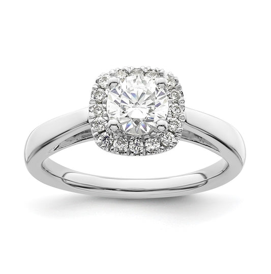 14K White Gold Halo (Holds 3/4 carat (5.8mm) Round Center) 1/5 carat Diamond Semi-Mount Engagement Ring