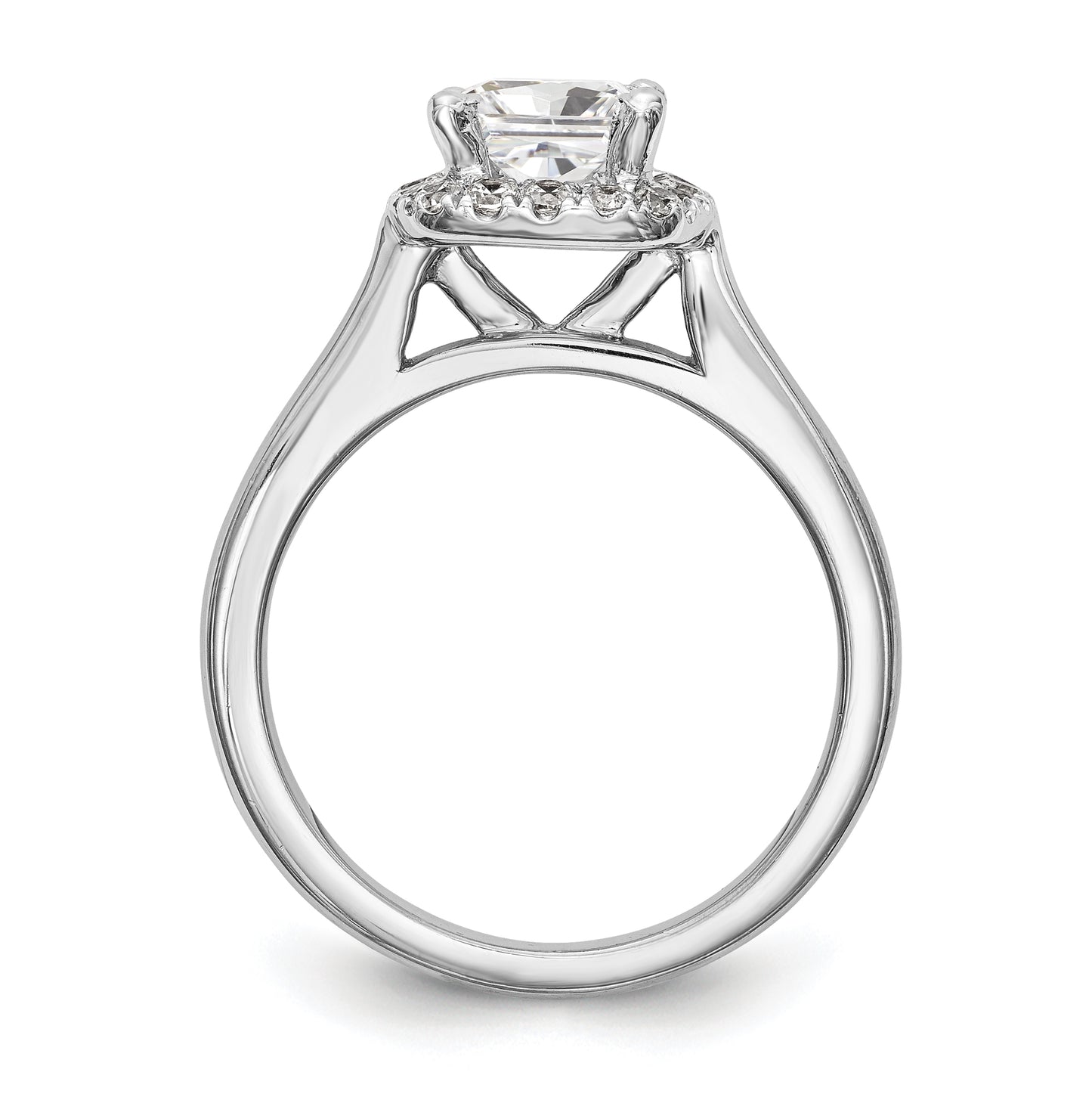 14K White Gold Halo (Holds 1ct (6.5mm) Round Center) 1/3ct Diamond Semi-Mount Engagement Ring
