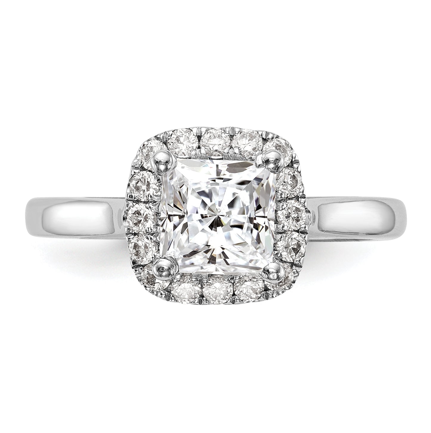 14K White Gold Halo (Holds 1ct (6.5mm) Round Center) 1/3ct Diamond Semi-Mount Engagement Ring
