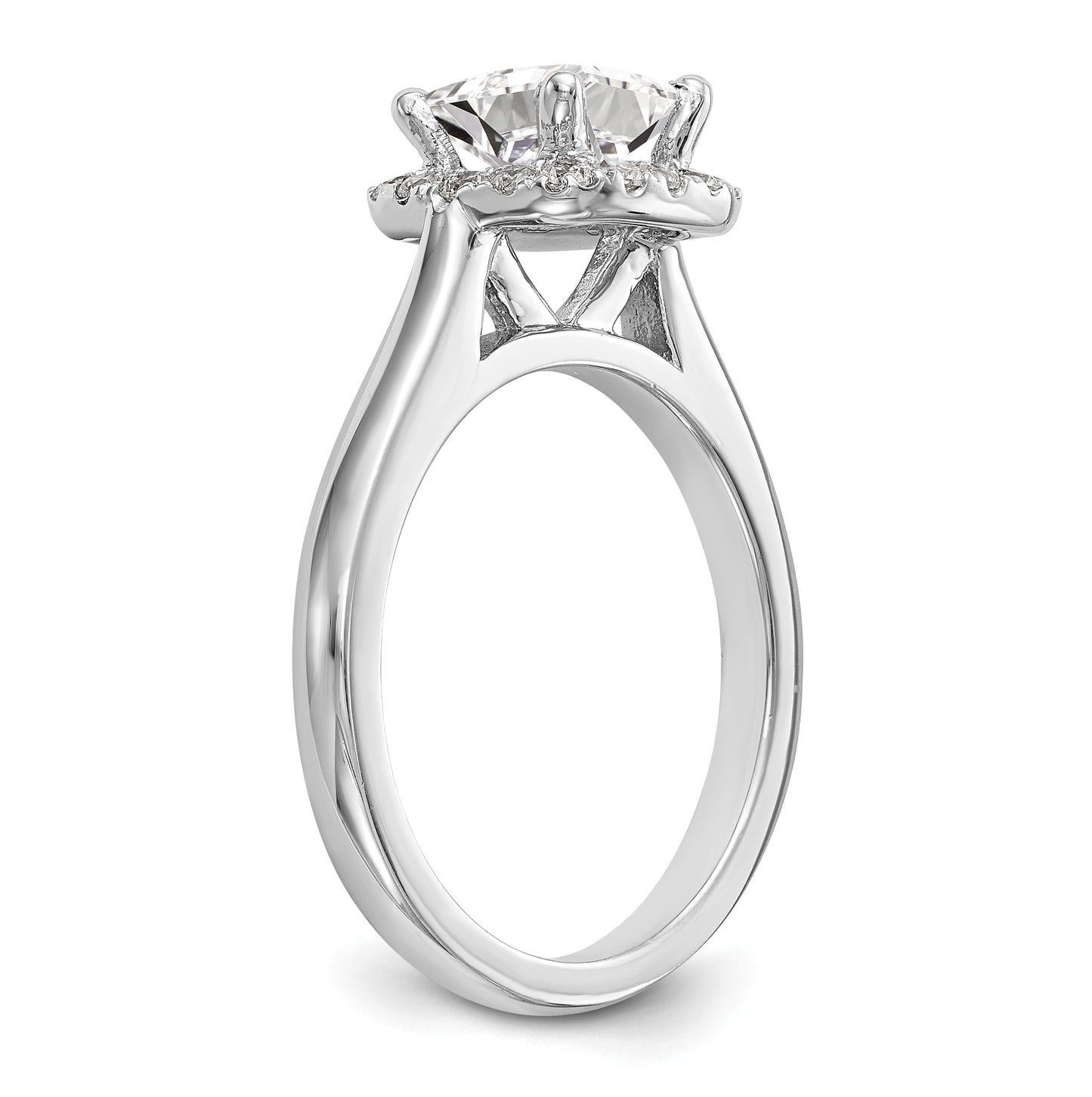 14K White Gold Halo (Holds 1ct (6.5mm) Round Center) 1/3ct Diamond Semi-Mount Engagement Ring