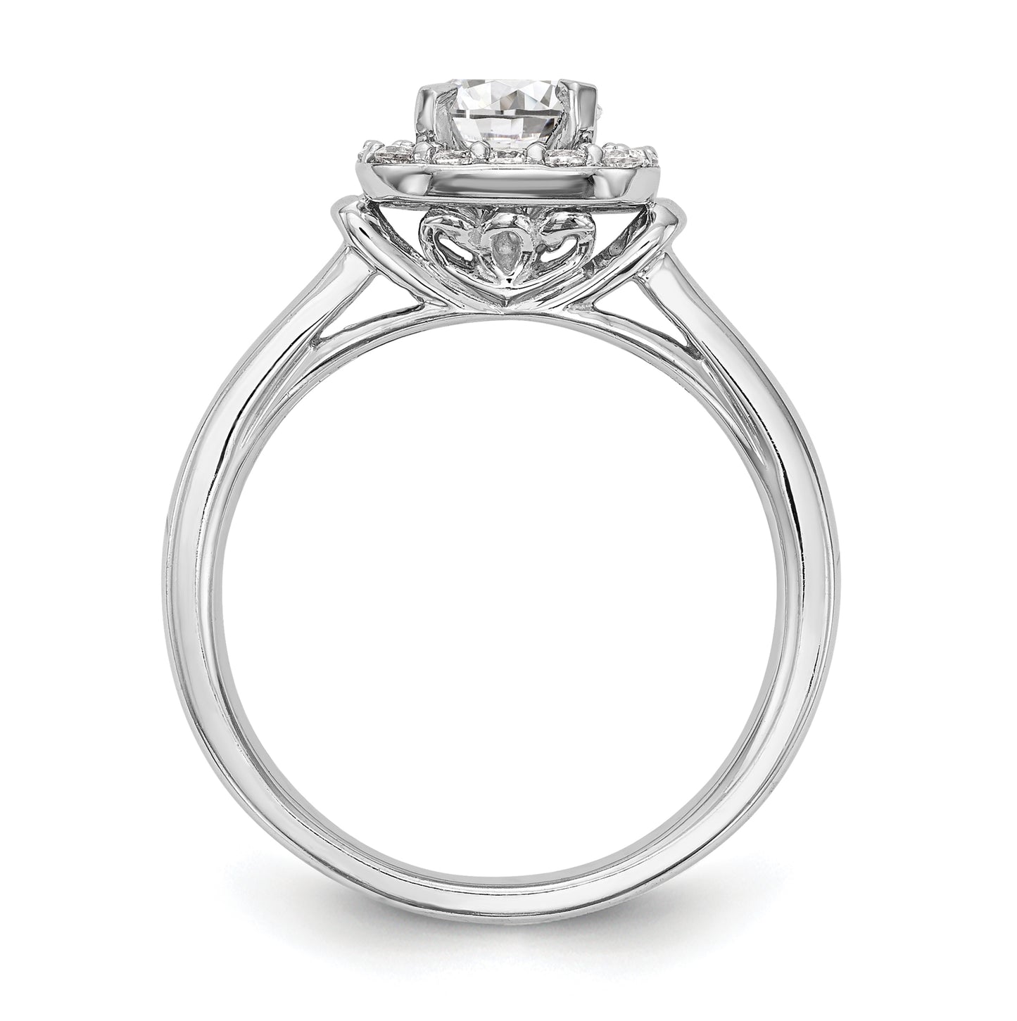14k White Gold Halo Peg Set 1/4 carat Diamond Semi-Mount Engagement Ring