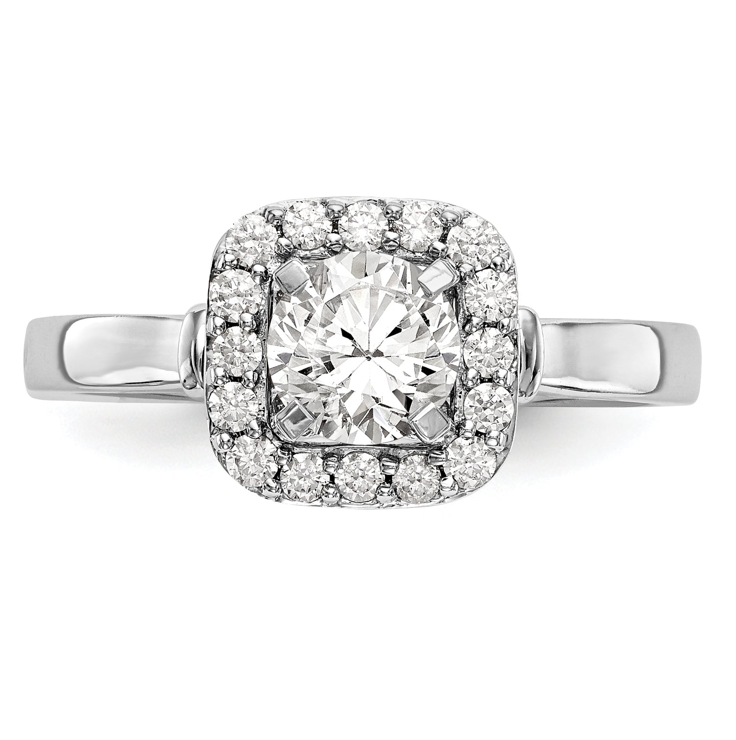 14k White Gold Halo Peg Set 1/4 carat Diamond Semi-Mount Engagement Ring